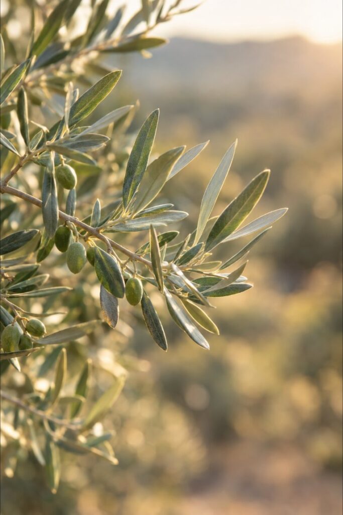 Olive branches in soft light